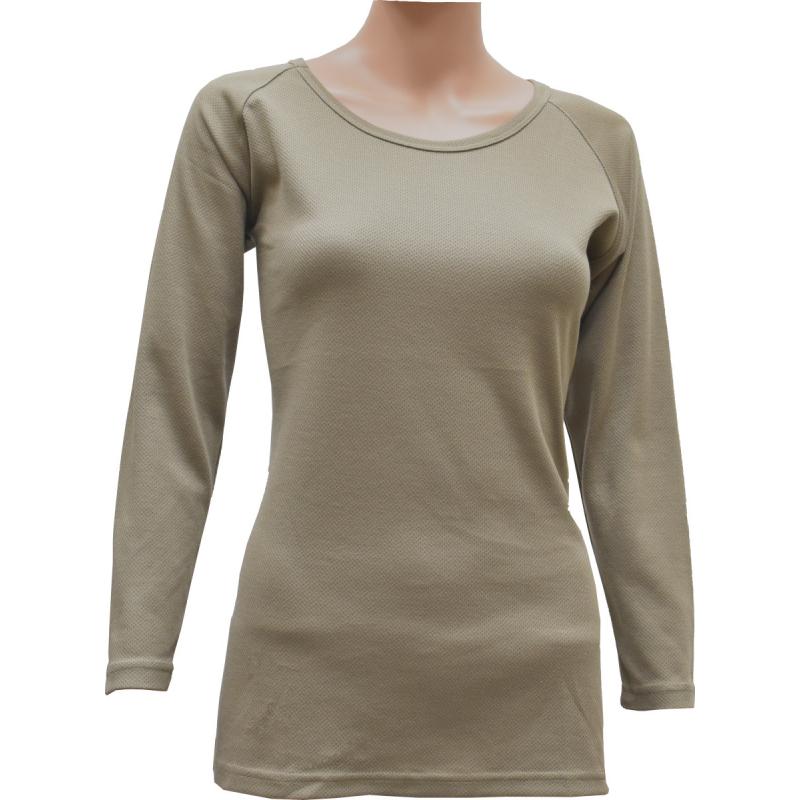 Womens Crew Neck Top, Mid-Weight, Coyote / Tan499 - Click Image to Close